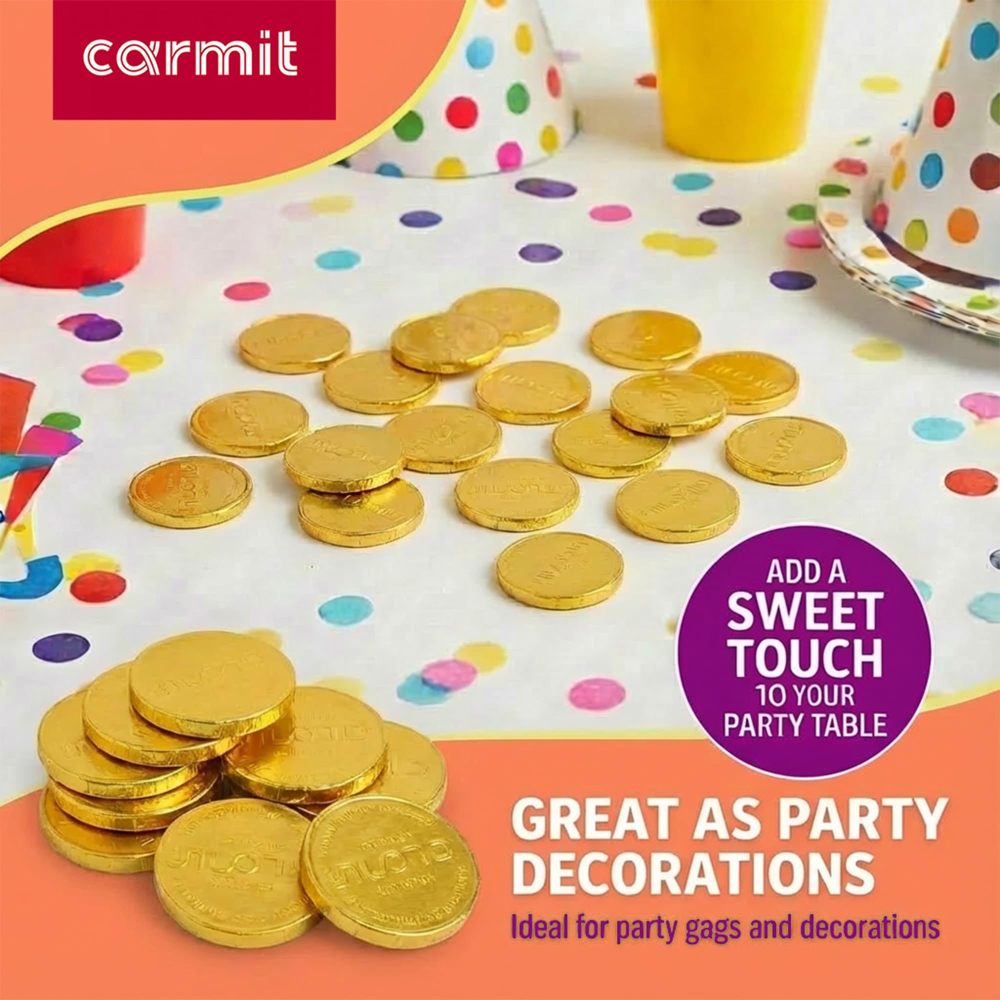 Carmit Gold 7.4 oz tub of coins ready for gifting or celebrations