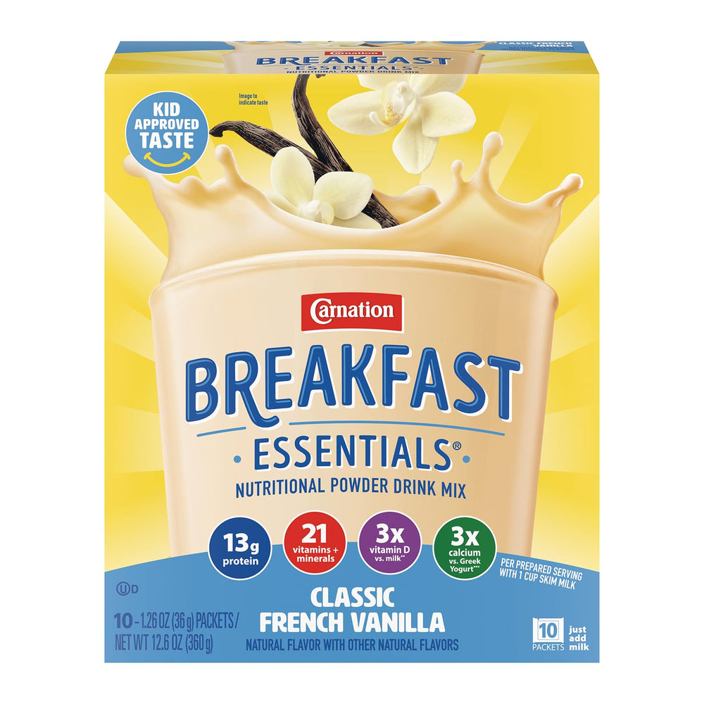 Carnation Breakfast Essentials vanilla powder packet for a protein-packed breakfast