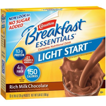 Carnation Breakfast Essentials Rich Milk Chocolate, pack of 4, convenient morning nutrition for busy families.