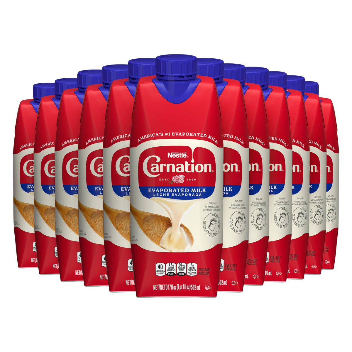 Carnation Evaporated Milk carton opened, ready to add creaminess to sauces and desserts.