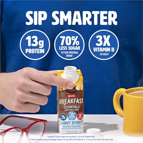 Carnation Light Start nutrition panel showing 21 vitamins and minerals for daily support.