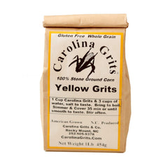 carolina grits traditional stone-ground yellow grits in 1lb package, wholesome whole grain