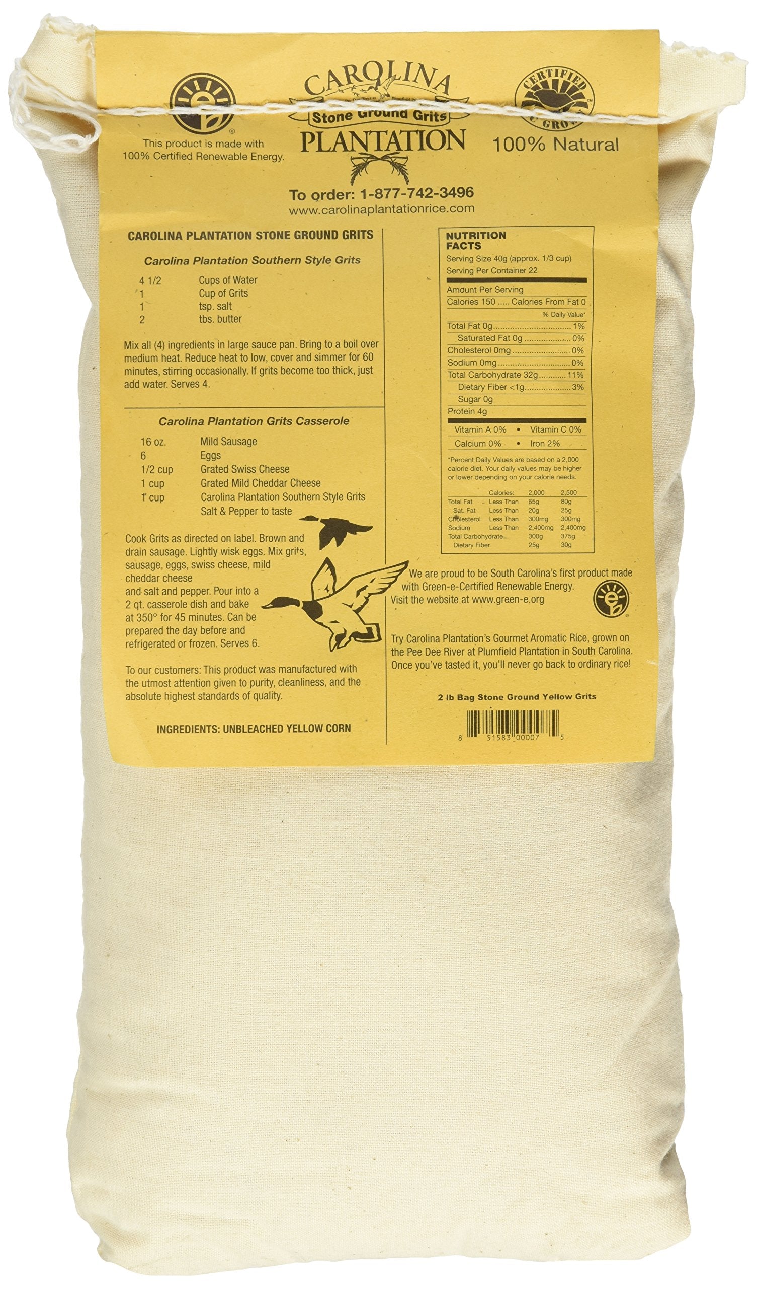 Coarse-ground grits from Carolina Plantation deliver hearty texture for hearty meals.