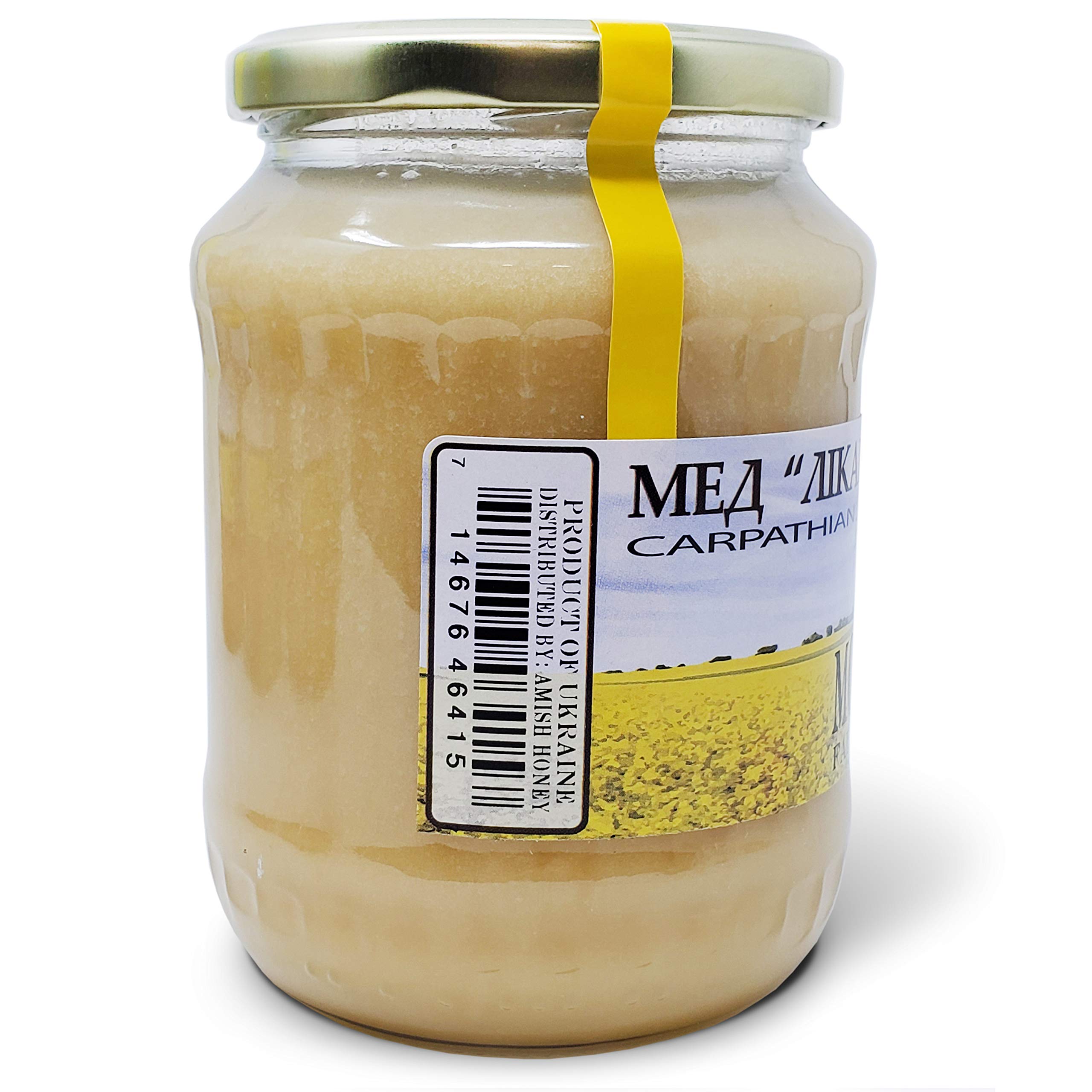 Carpathian Healer honey bottle in forest evokes sustainable harvest imagery