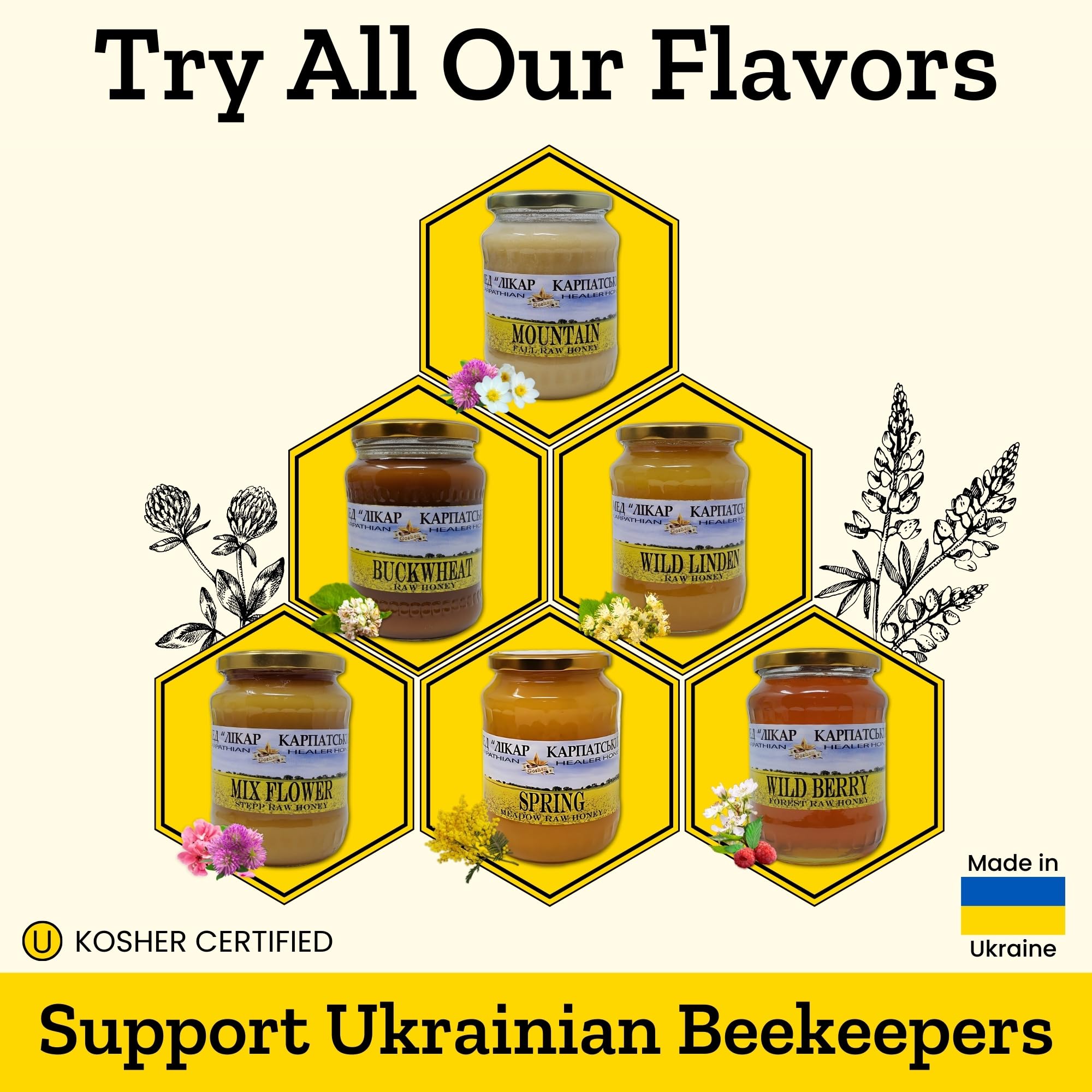 Carpathian Healer glass jar showcases pure, ethically sourced honey