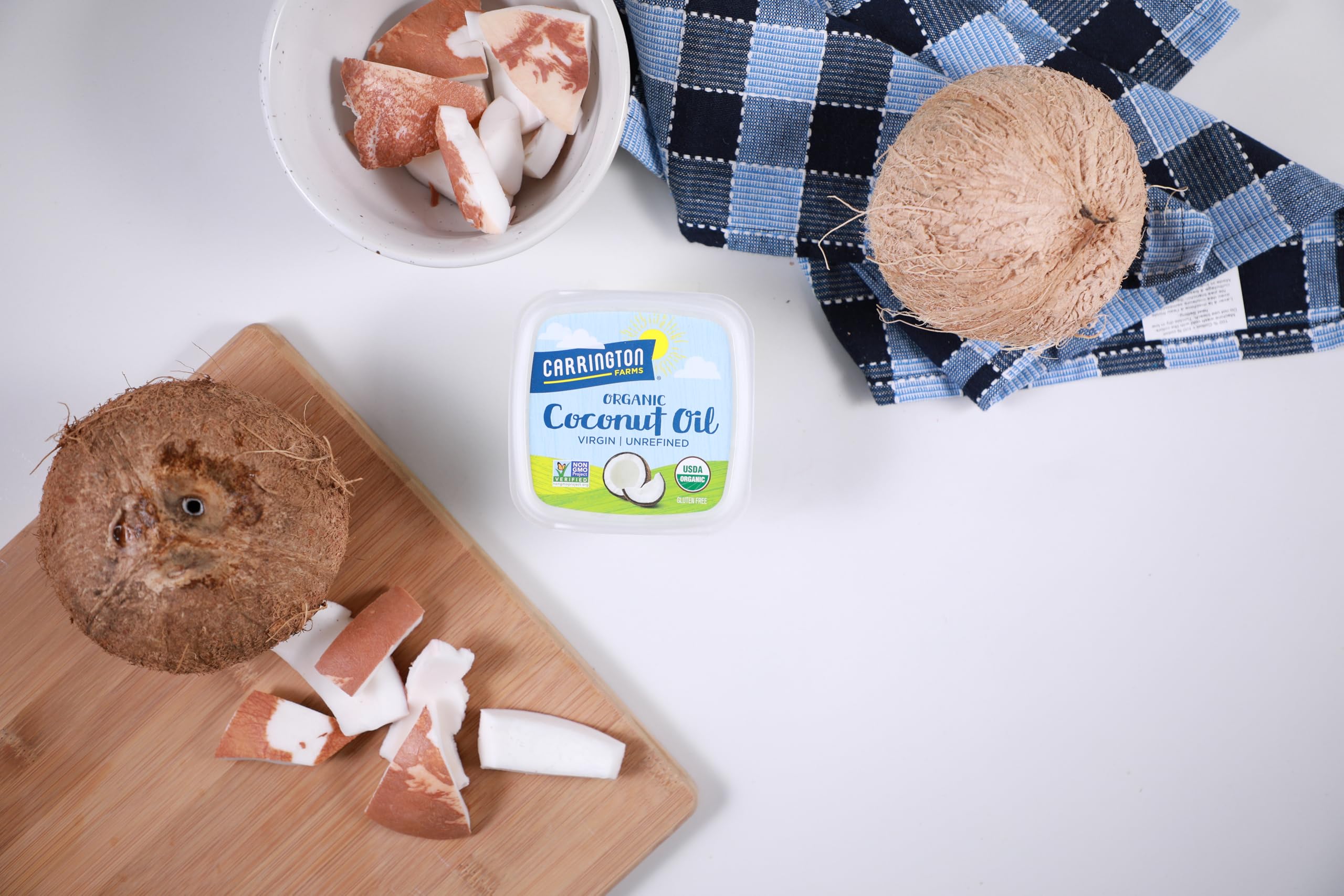 Skin and hair routines can use Carrington Farms coconut oil as a natural moisturizer