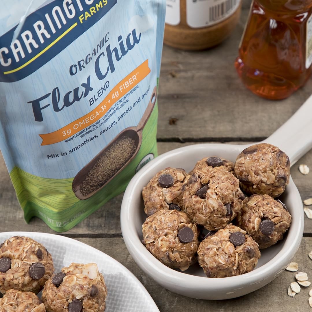 Dry seeds mix of Carrington Farms Flax Chia Blend ready to sprinkle