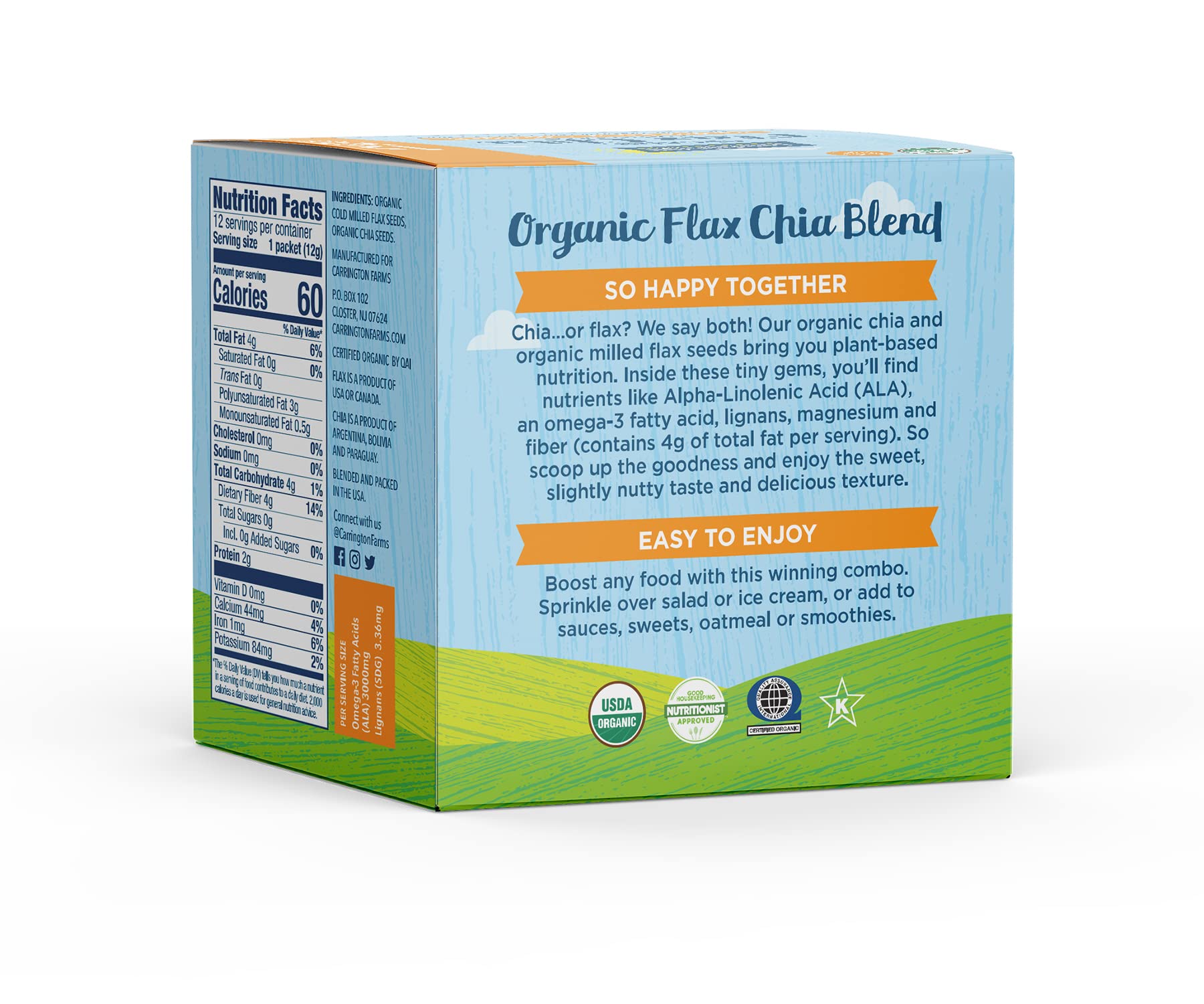 Carrington Farms gluten-free non-GMO packs with no artificial ingredients.