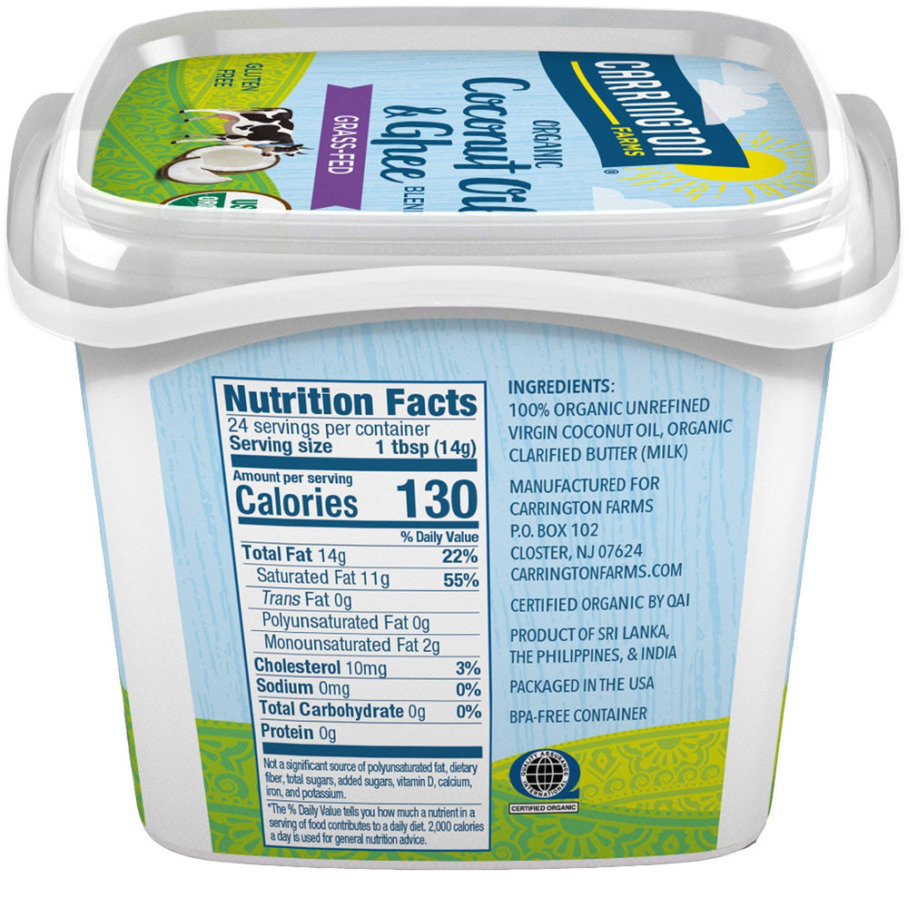 Carrington Farms packaging highlights dairy-free and gluten-free attributes.
