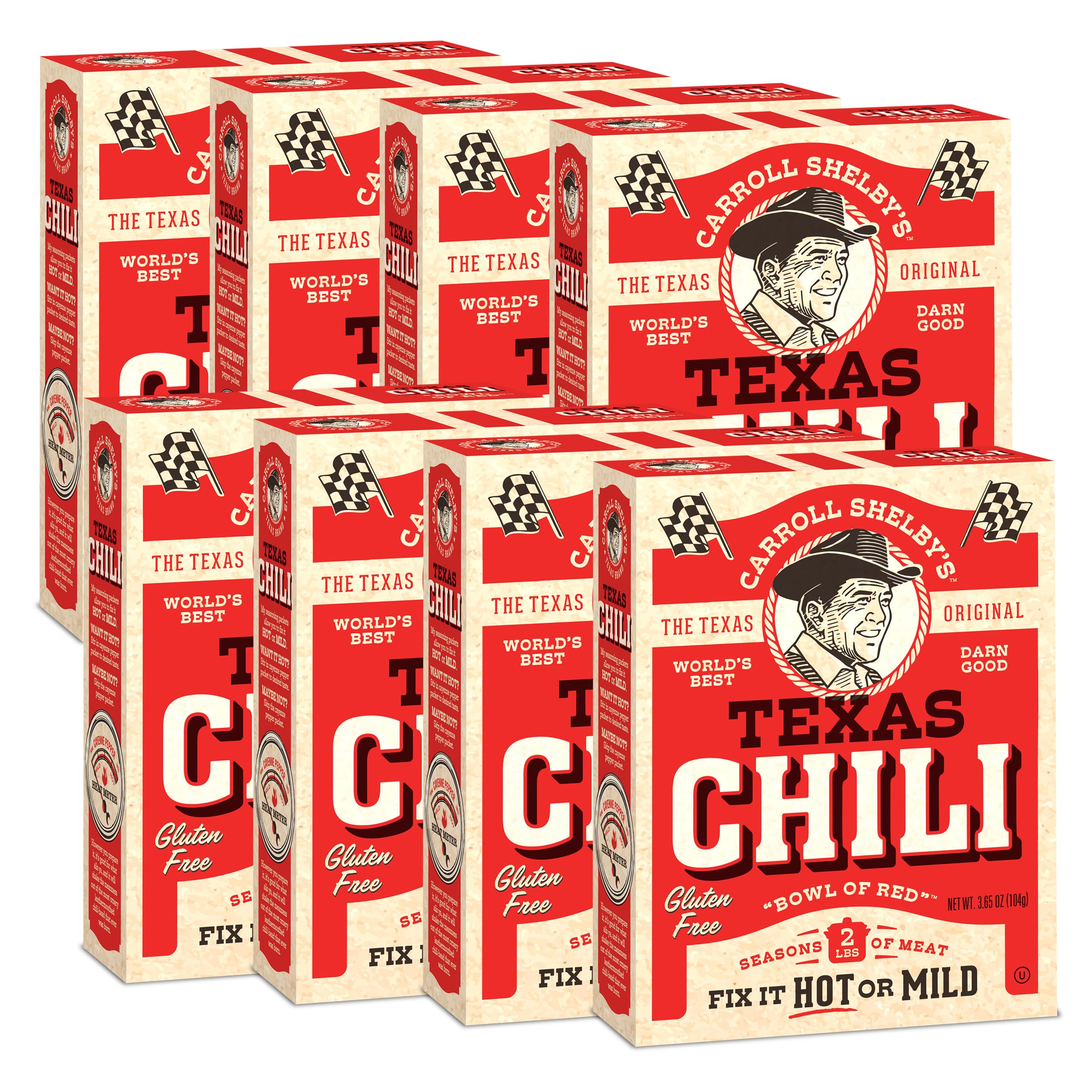 Carroll Shelby's Chili Kit eight-pack box displayed for family meals and gatherings.