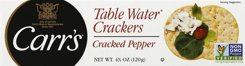 Carr's cracked pepper crackers package on display