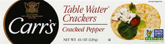 Carr's cracked pepper crackers package on display