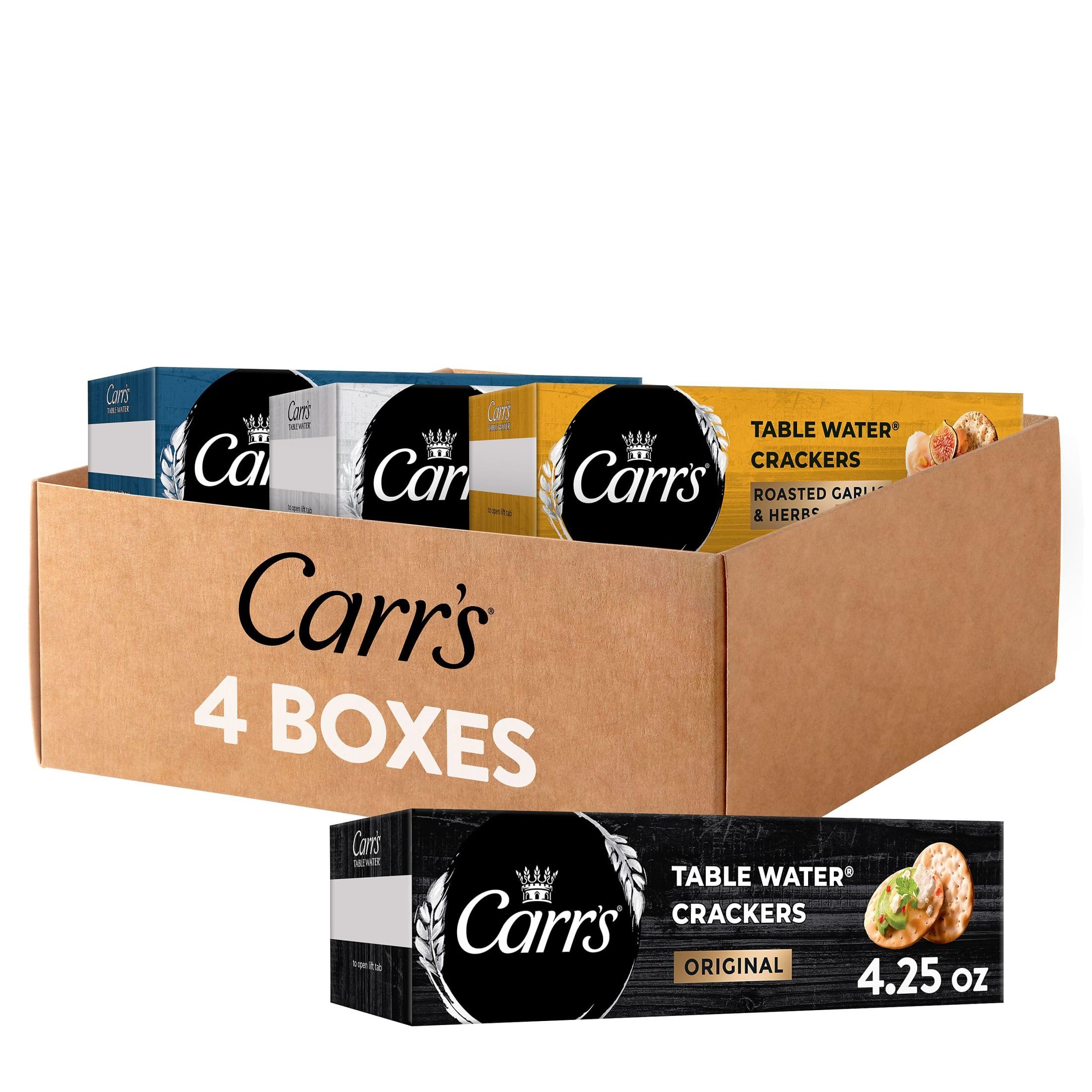 Carr's Table Water Crackers Original box on a cheese board for entertaining