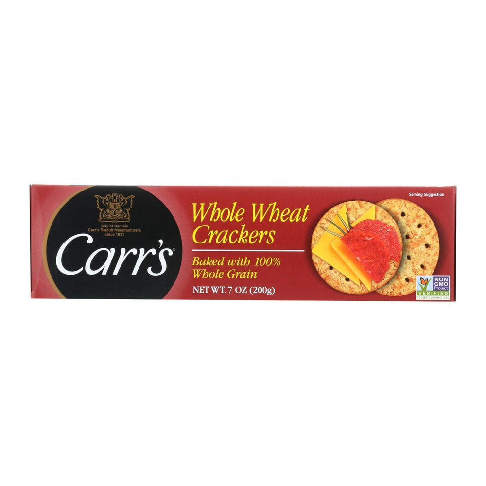 Carr's Whole Wheat Crackers pack front, ideal for gatherings and casual snacking.