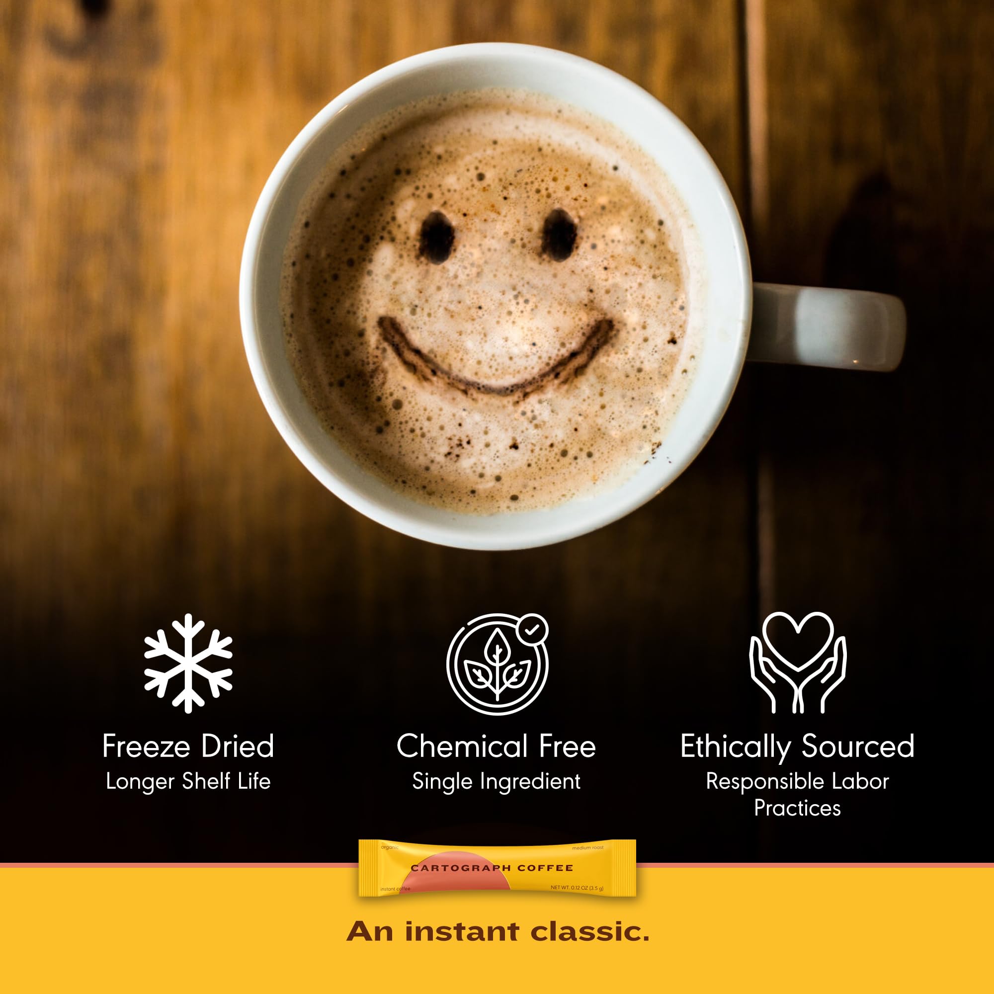 Cartograph freeze-dried coffee powder preserves aroma for on-the-go brewing