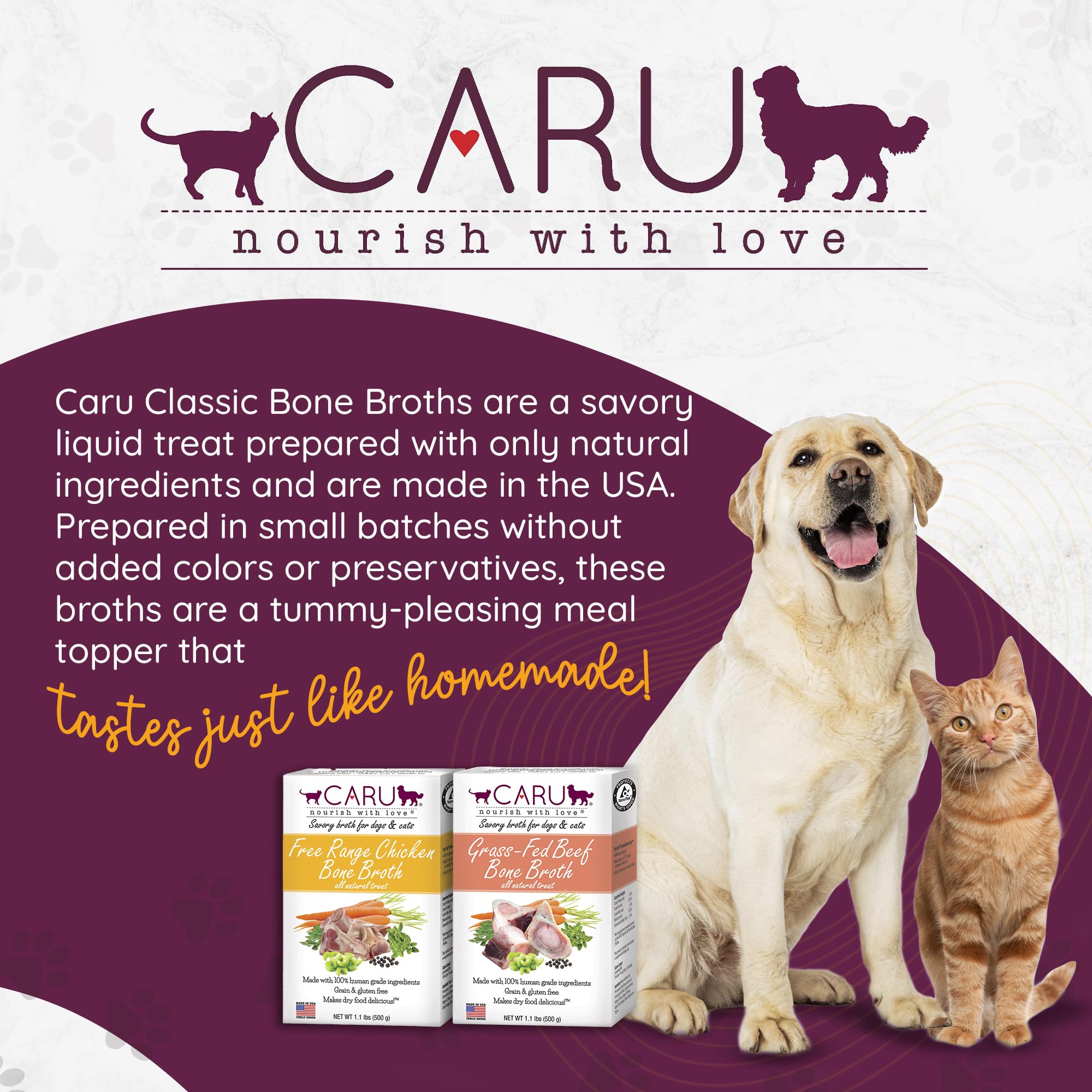 Eco-friendly, BPA-free Caru packaging for sustainable use.