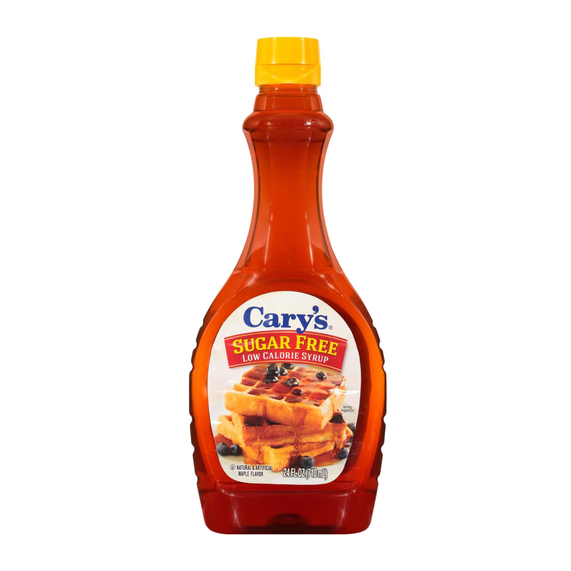 Cary's Sugar Free Syrup bottle pour for low-calorie toppings