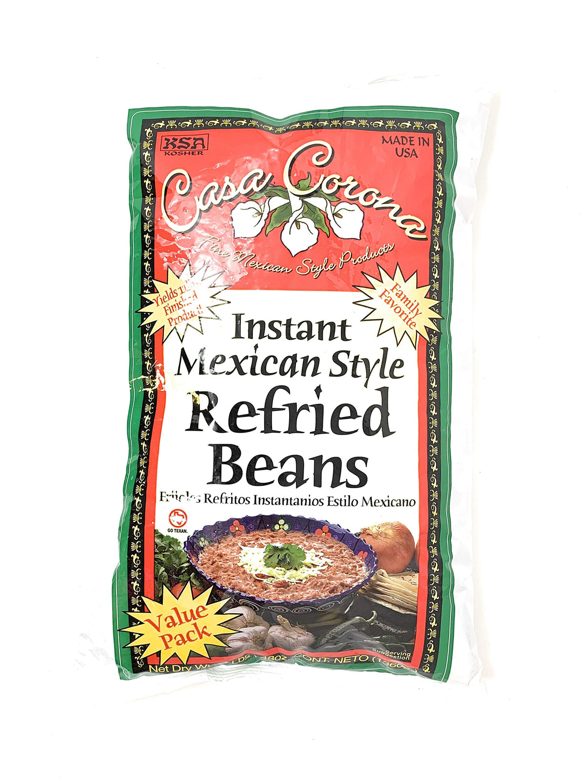 Casa Corona instant refried beans packaging for quick weeknight meals