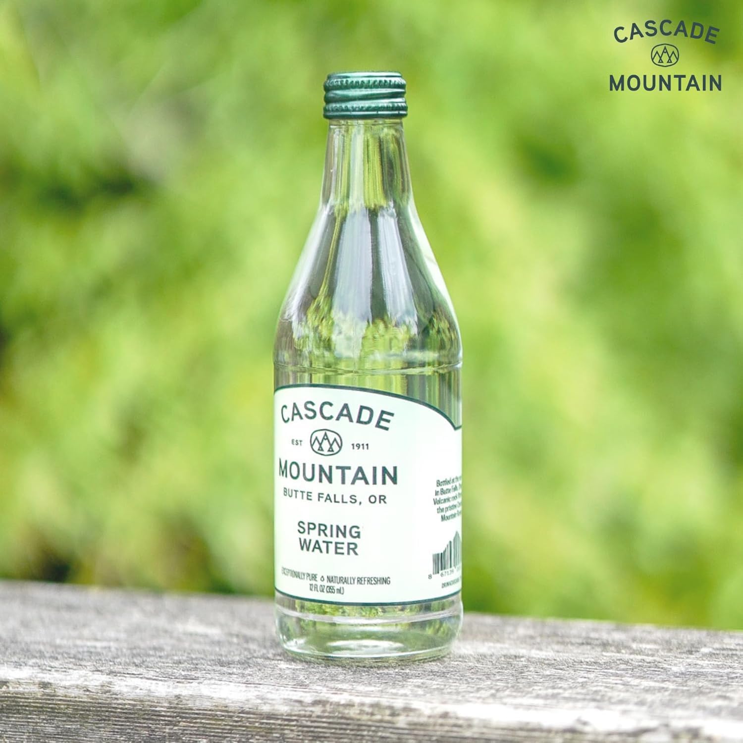12-pack glass bottles from Cascade Mountain for home or office hydration.