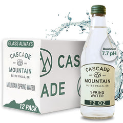 Cascade Mountain 12oz glass bottle for premium daily hydration.
