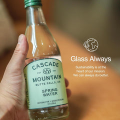 Balanced pH 7.7 water with essential minerals in Cascade Mountain.