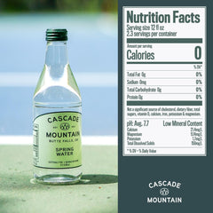 Cascade Mountain water being poured into a glass for refreshing hydration.
