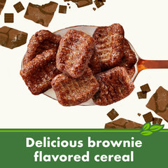 Close-up of crunchy brownie bites from Cascadian Farm Brownie Crunch cereal.
