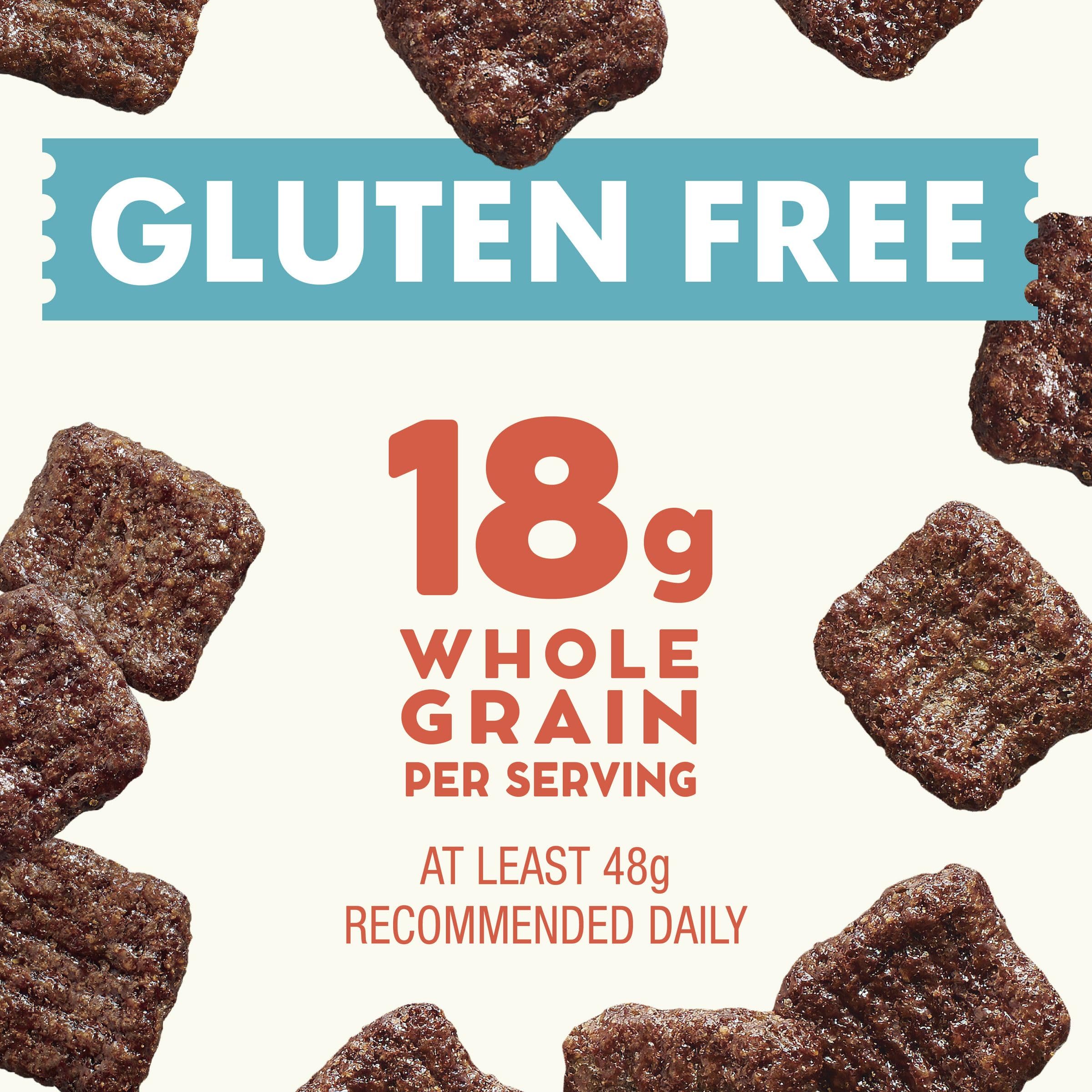 Cascadian Farm logo with organic certification on brownie crunch cereal box.