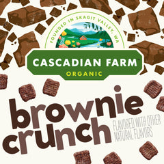 Back packaging of Cascadian Farm cereal detailing Organic and Non-GMO verification.