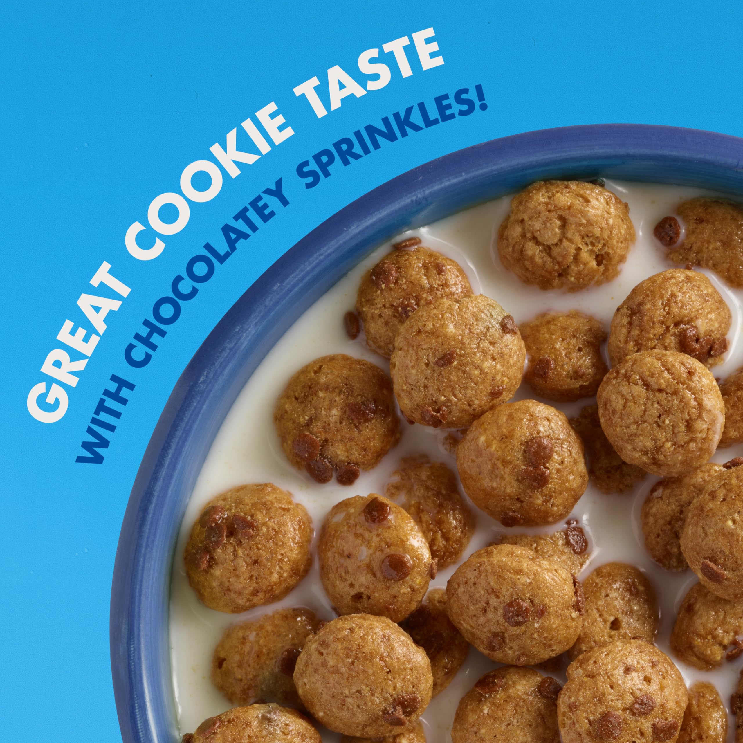 Closeup of chocolatey sprinkles in Cascadian Farm Cookie Crunch cereal for a fun crunch.