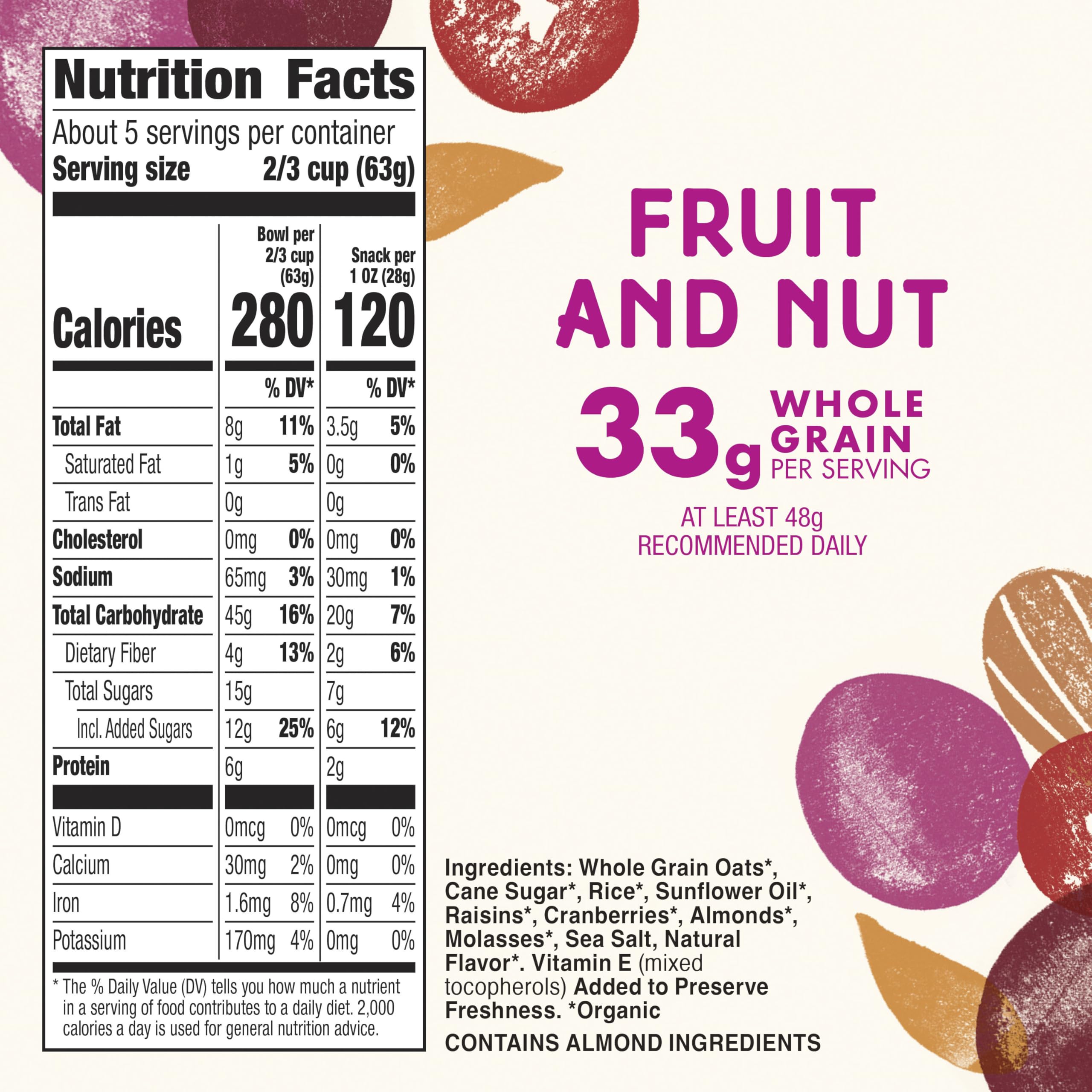 Cascadian Farm granola resealable pouch keeps crunch fresh for snacking.