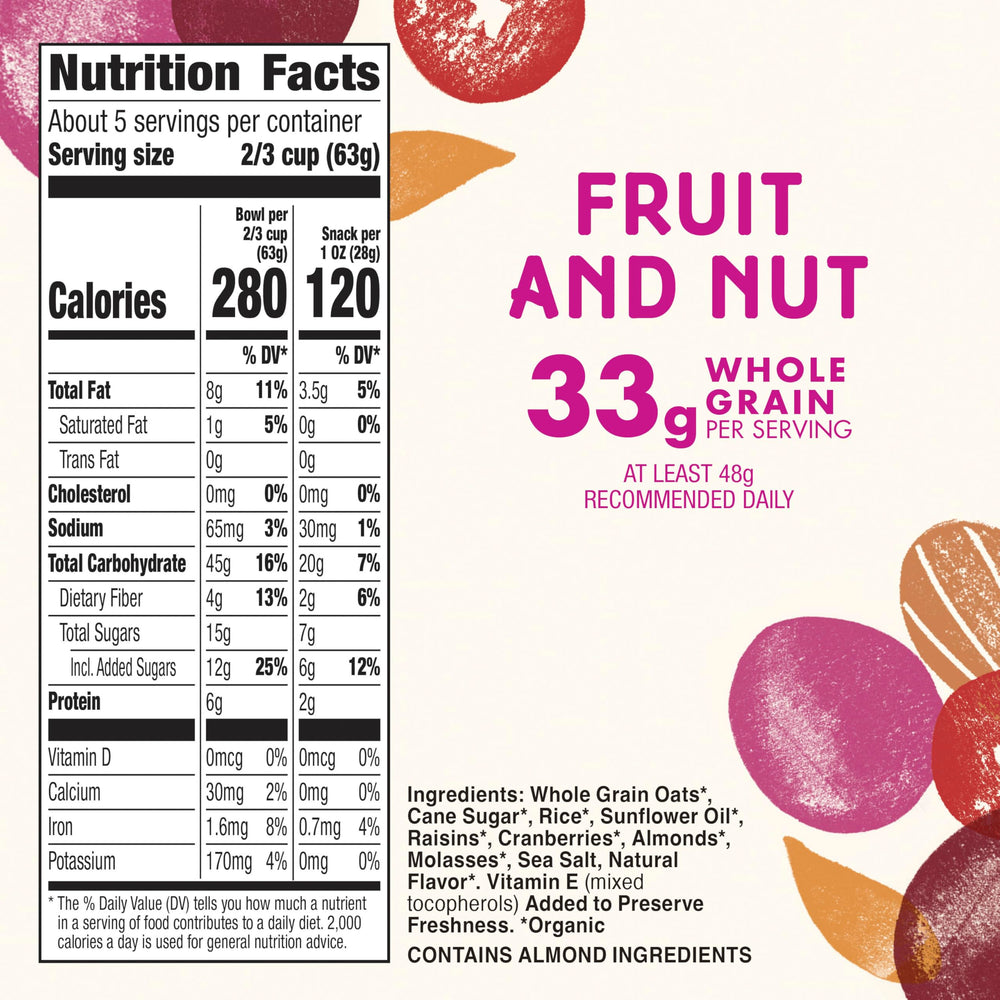 Cascadian Farm granola resealable pouch keeps crunch fresh for snacking.