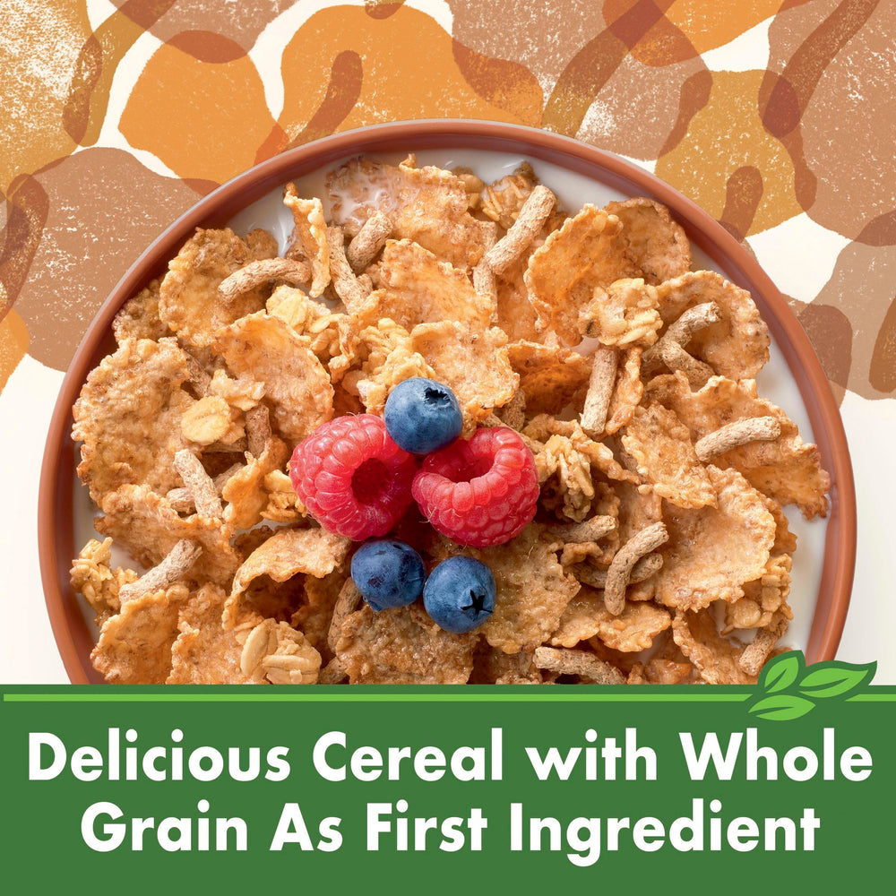 Bran strands in Cascadian Farm cereal adding fiber-rich bite