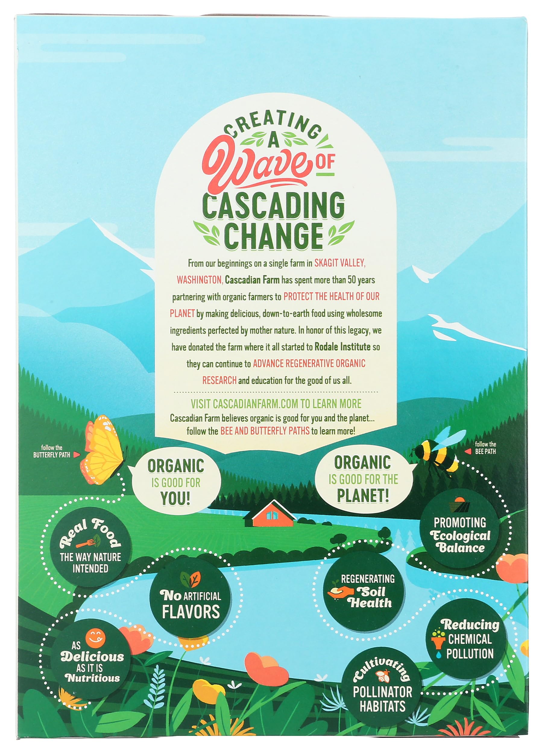 Cascadian Farm Honey Nut O's closeup ingredients highlighting whole grains
