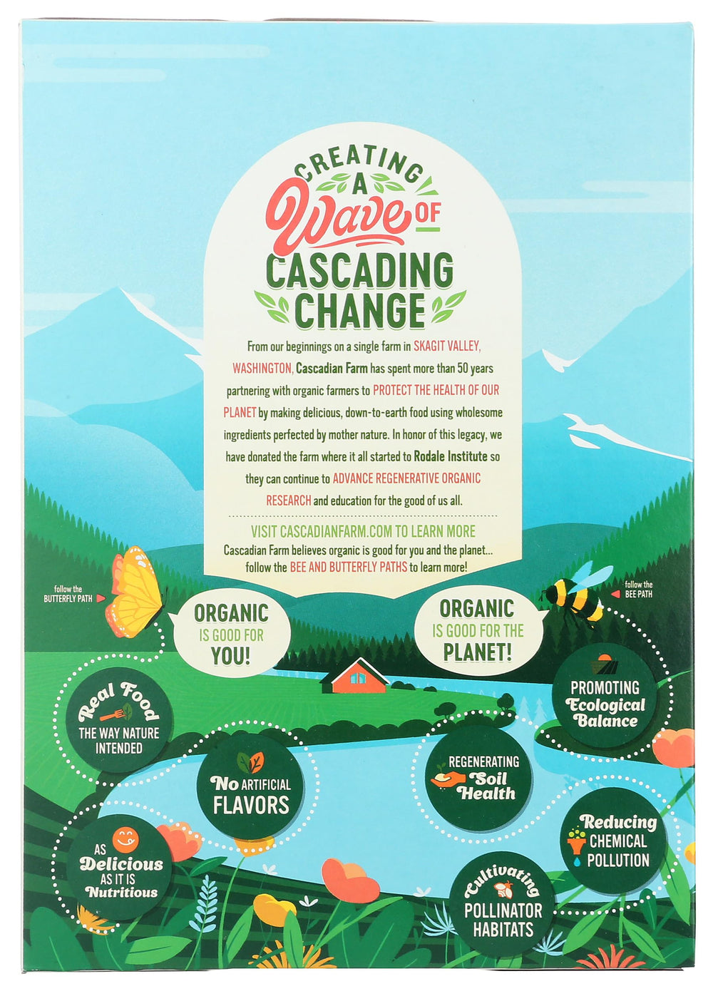 Cascadian Farm Honey Nut O's closeup ingredients highlighting whole grains