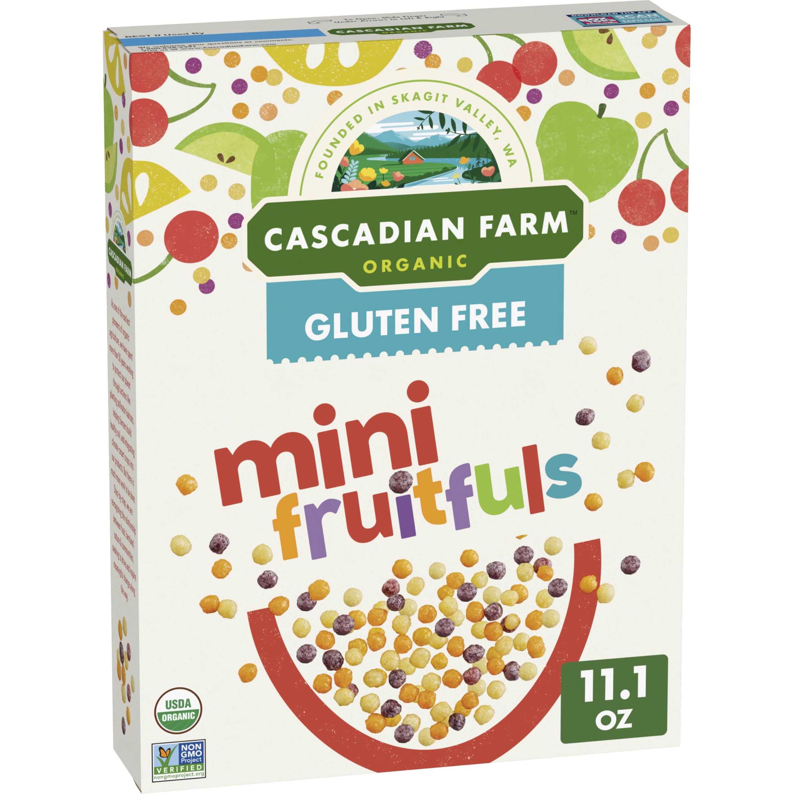 Cascadian Farm Mini Fruitfuls box front with organic labeling