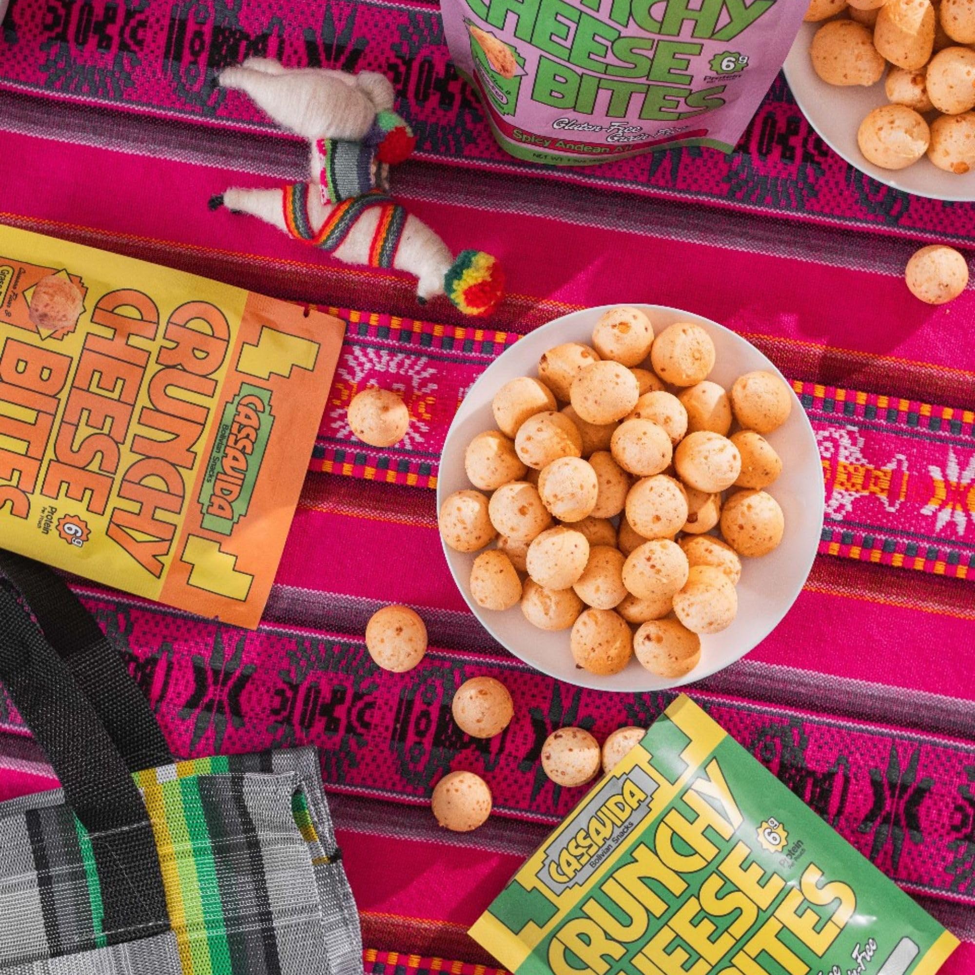 Cassavida Crunchy Cheese Bites on-the-go pack for travel or work breaks.