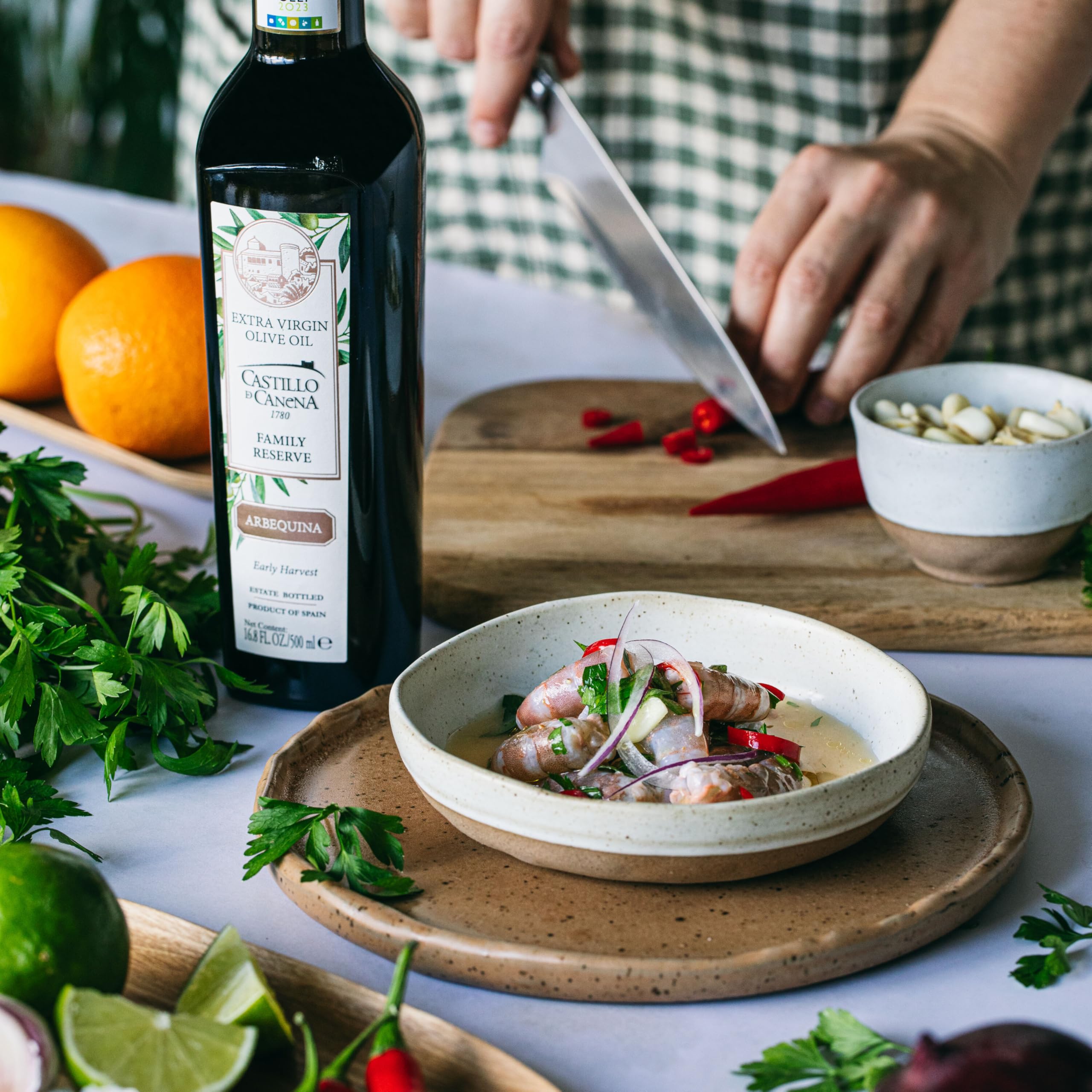 Castillo de Canena EVOO drizzle over seafood unlocks bright flavors