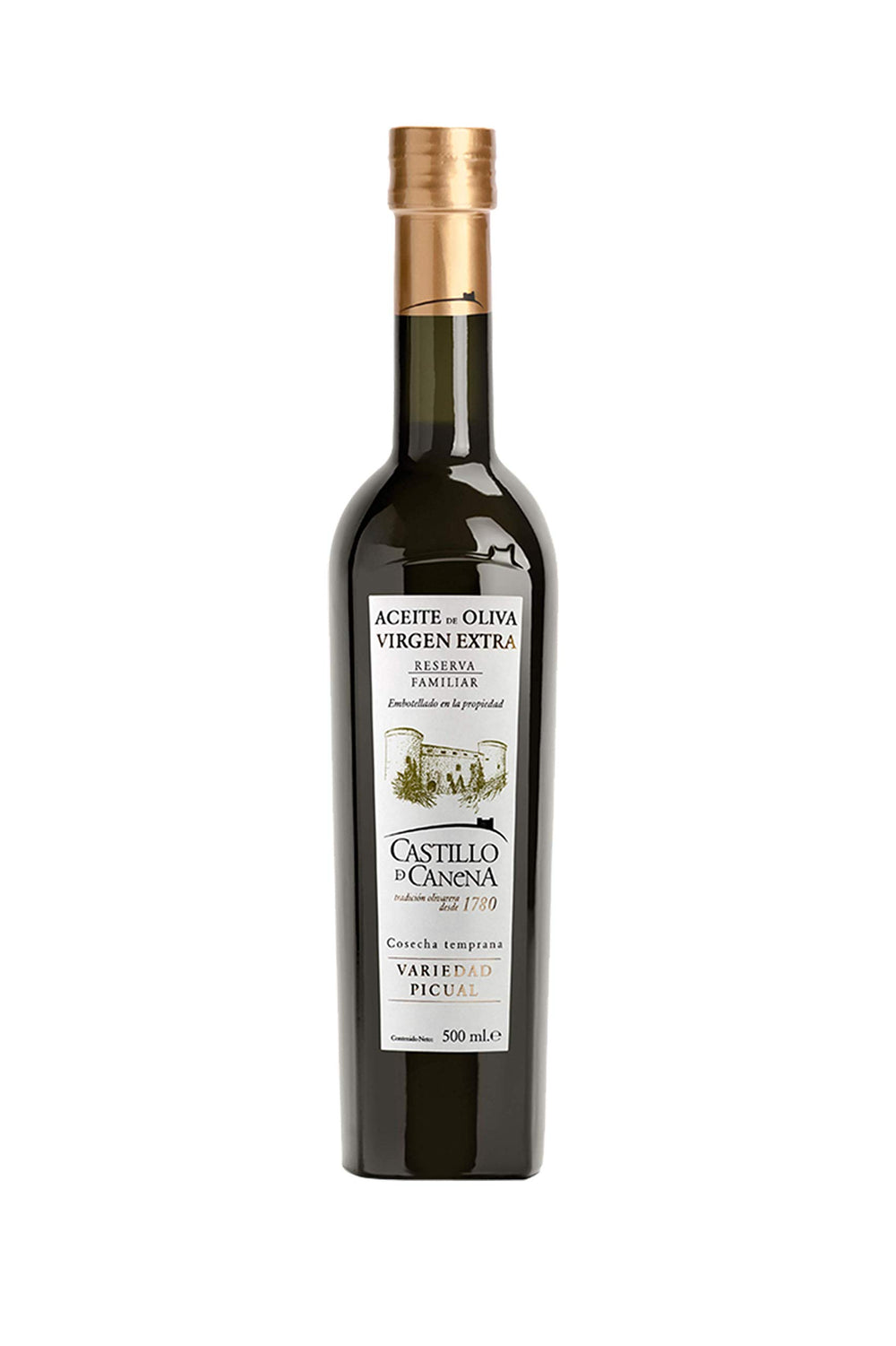 Castillo de Canena Picual olive oil bottle for premium finishing and aroma.