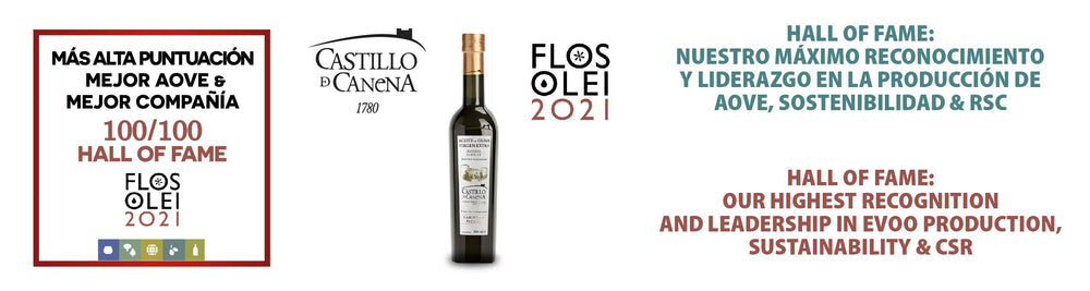 Castillo de Canena Picual olive oil glass jar with premium packaging.