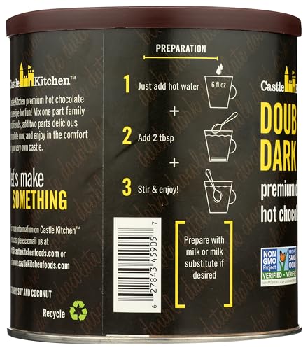 Castle Kitchen 14-oz tin opened with scoop—gluten-free and vegan.