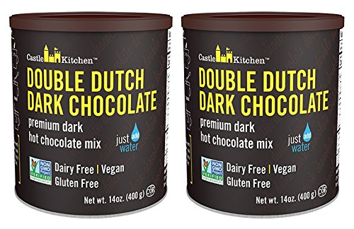Castle Kitchen Double Dutch Dark Chocolate pack tin front, premium dairy-free mix for cozy drinks.