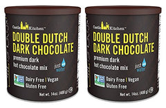 Castle Kitchen Double Dutch Dark Chocolate pack tin front, premium dairy-free mix for cozy drinks.