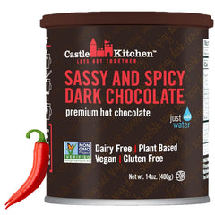 Castle Kitchen spicy hot chocolate bag highlighting bold chili flavor for cozy nights