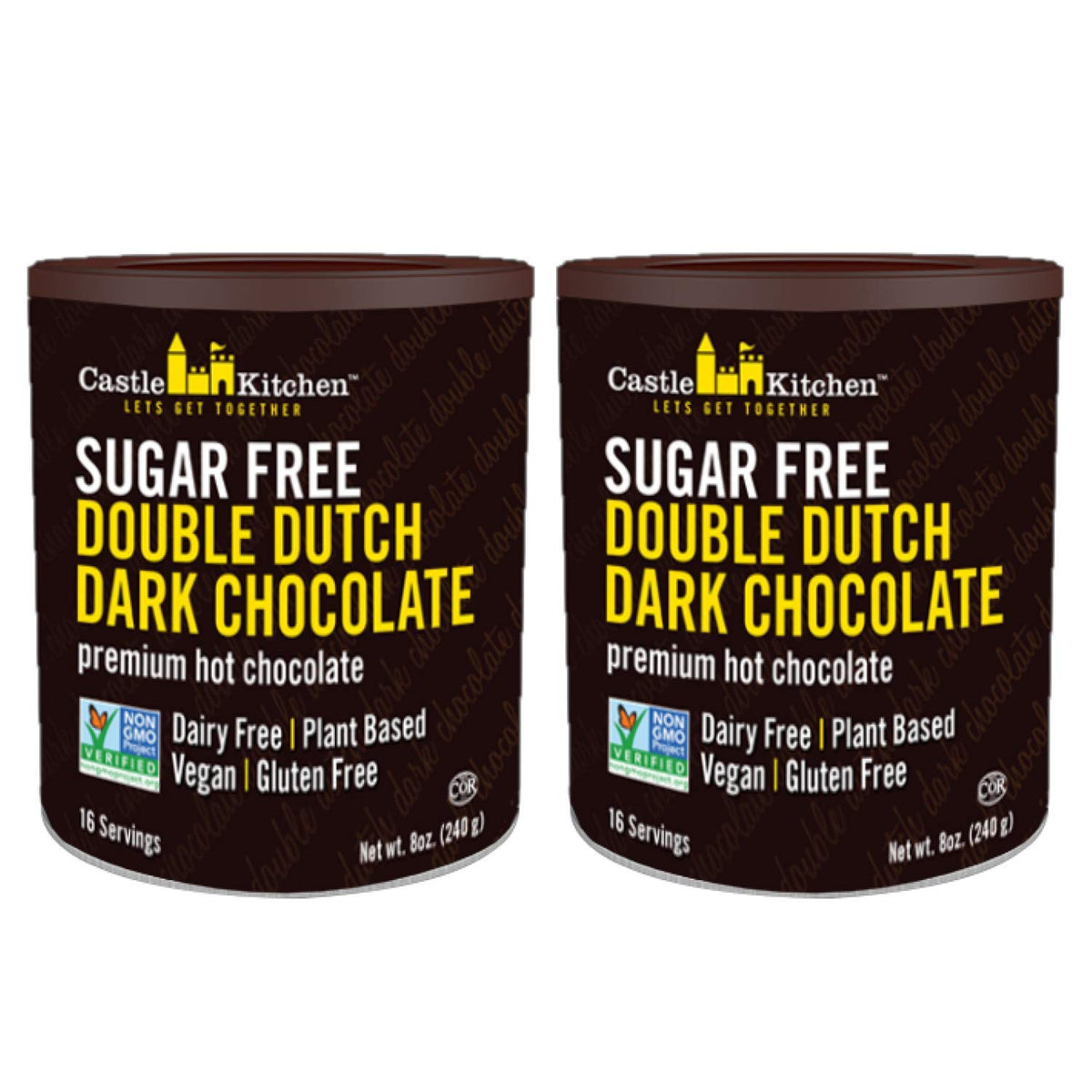 Castle Kitchen Sugar Free Dark Chocolate pack front showcasing keto-friendly indulgence.