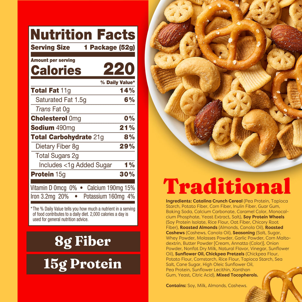 Catalina Crunch almonds, cashews, chickpea pretzels deliver fiber and flavor