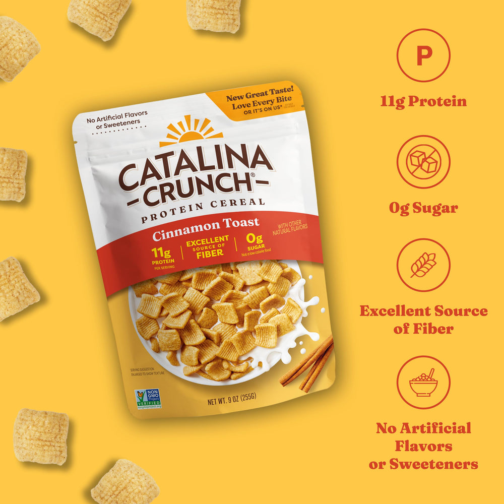 Catalina Crunch chocolate peanut butter cereal with spoonful for savor.