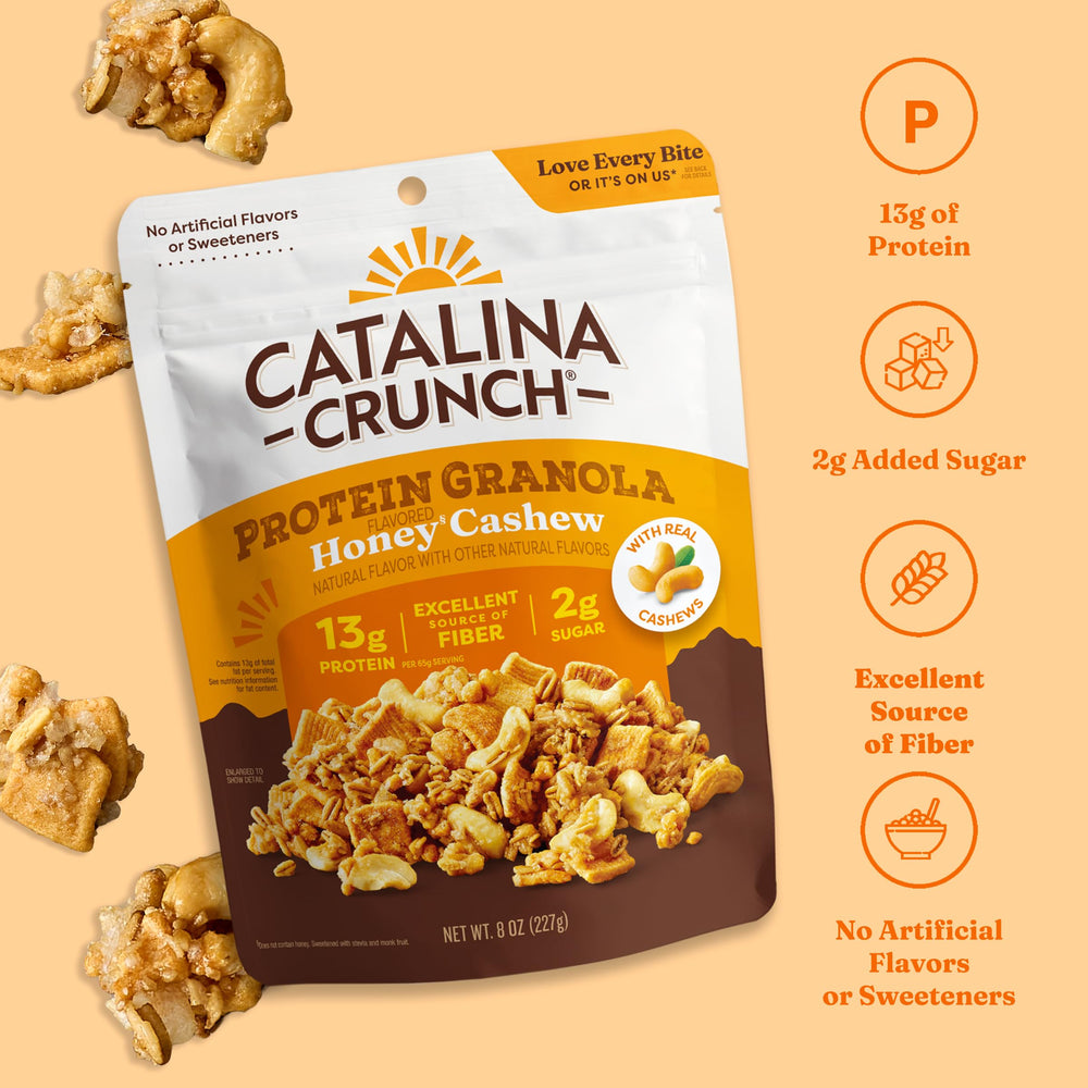 Catalina Crunch gluten-free crisp texture bites focused on crave-worthy crunch