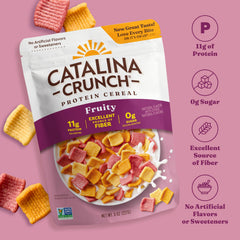 The Catalina Crunch gluten-free and Non-GMO seal appears on packaging.