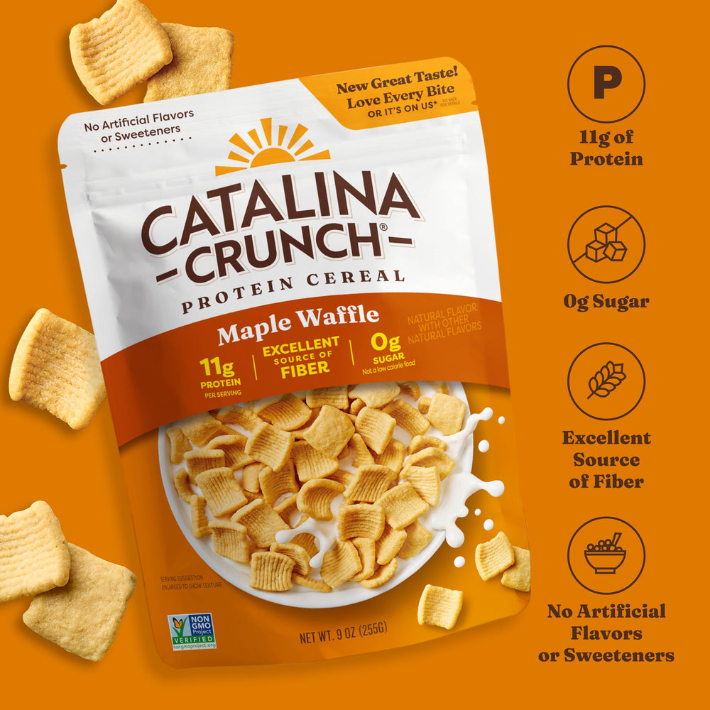 Catalina Crunch gluten-free sugar-free label on packaging